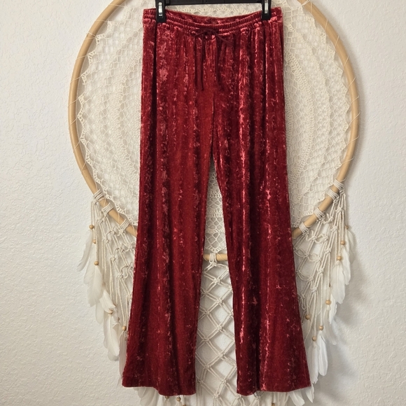 Staud Red Crush Velvet Flare Leg Pull-On Pants Size S - Picture 8 of 10